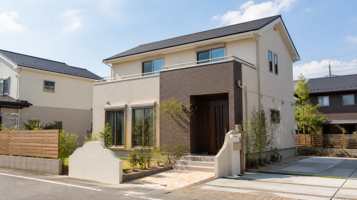 明るい住宅街に建つ戸建て住宅