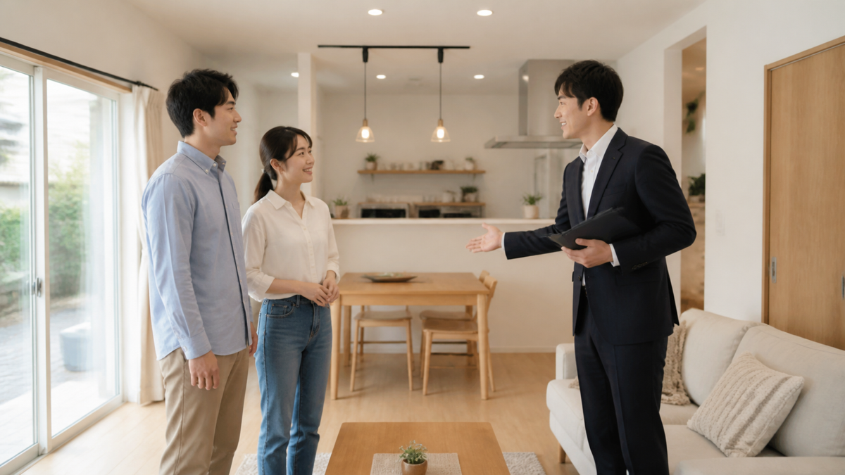 手頃なモデル住宅を見学する熊本の夫婦