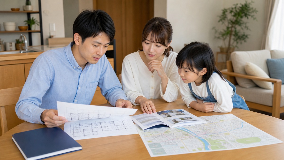 建売の仕様書と保証を確認するイメージ