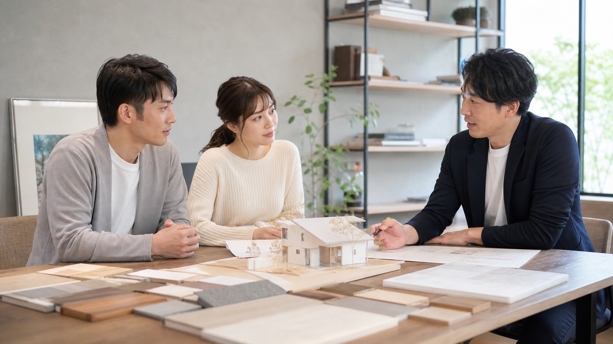 設計士と家づくりを相談するイメージ