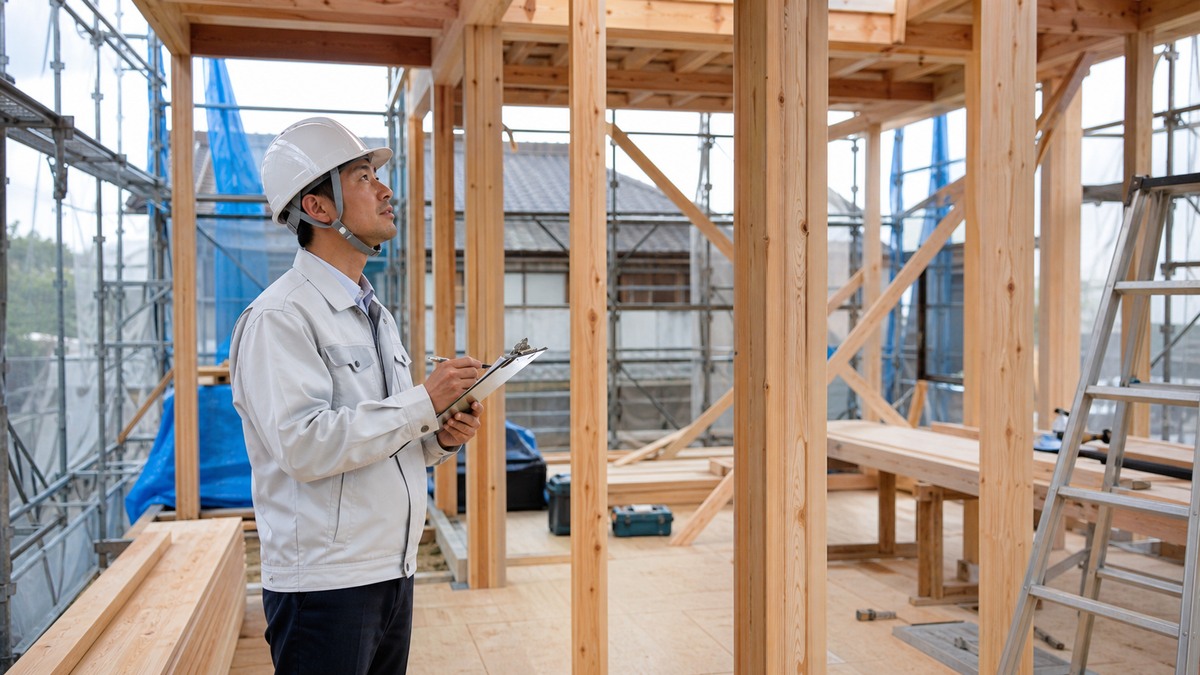 注文住宅の現場を検査するイメージ