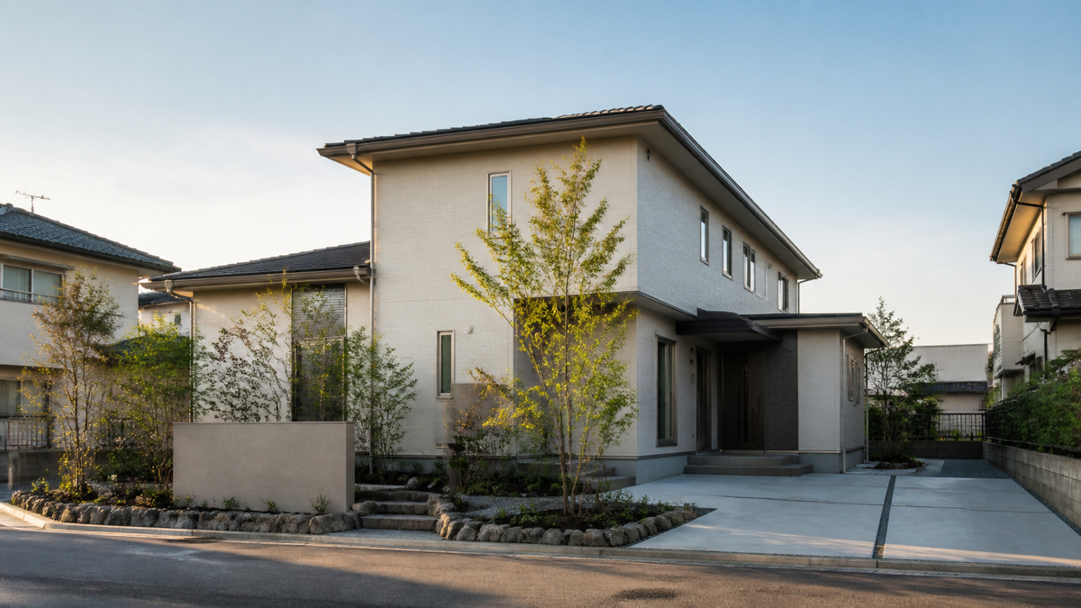 関西の街並みに建つデザイン住宅のイメージ