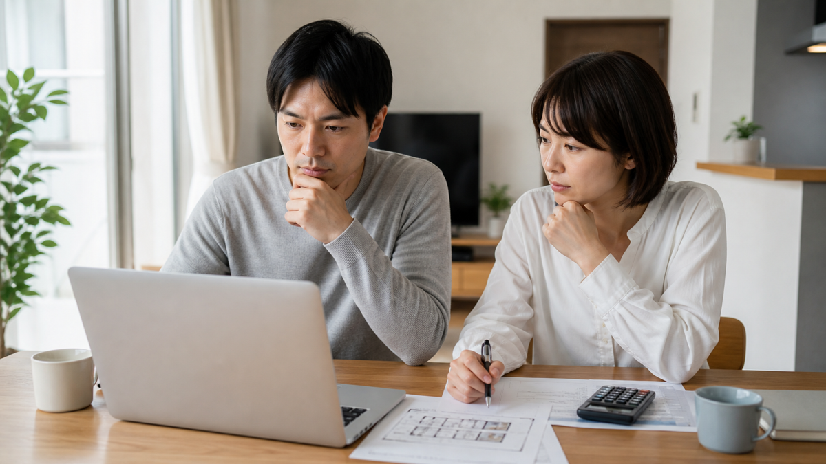 4,000万円の住宅ローンを夫婦で検討する様子