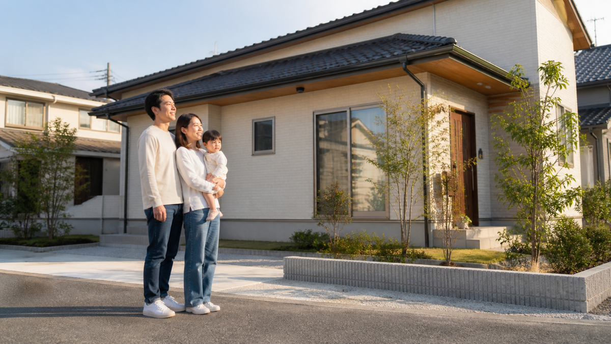 長期の住宅ローンで家を持つ家族