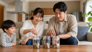 住宅費と教育費を分けて貯める家族