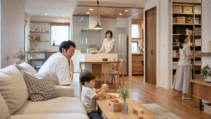 高品質な家で快適に暮らす家族