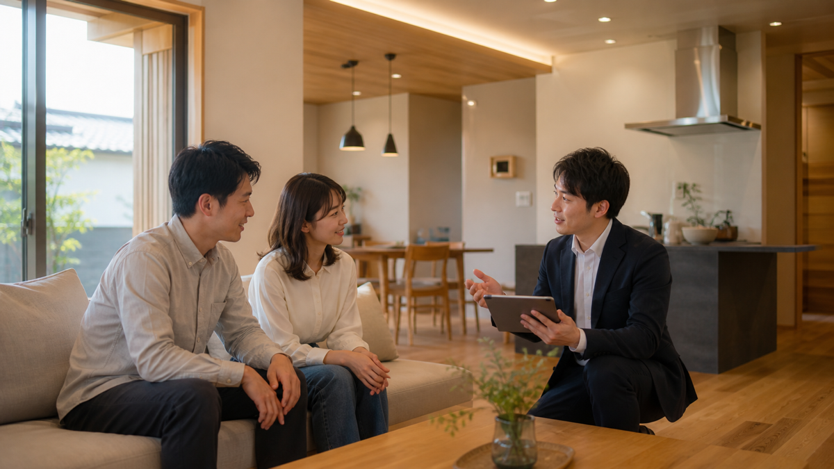 アート建工を検討して住宅相談をする夫婦