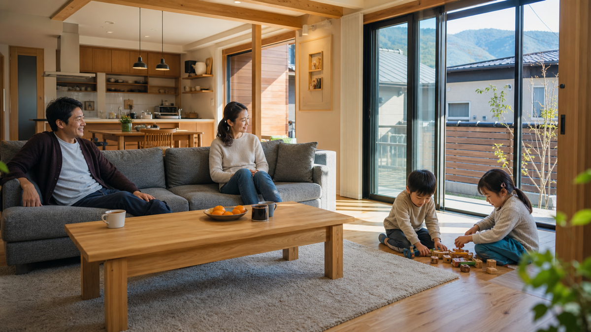 地域の住宅で快適に暮らす家族