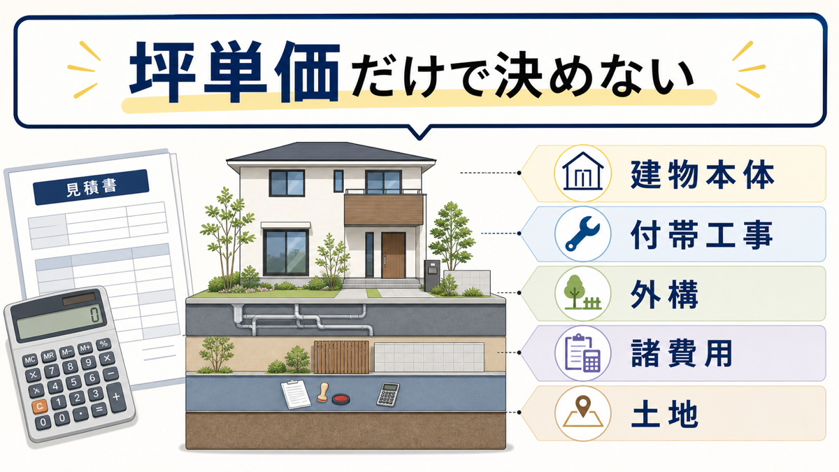 坪単価と建築総額の内訳を表した図