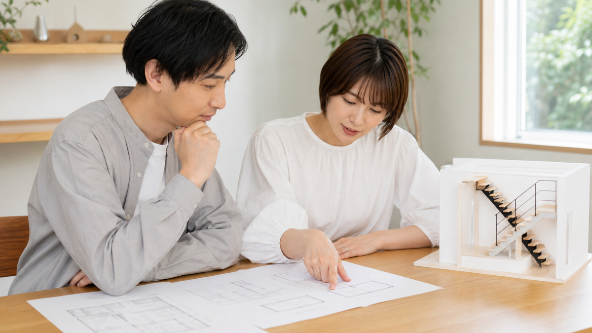 住宅の階段プランを図面で確認するイメージ画像
