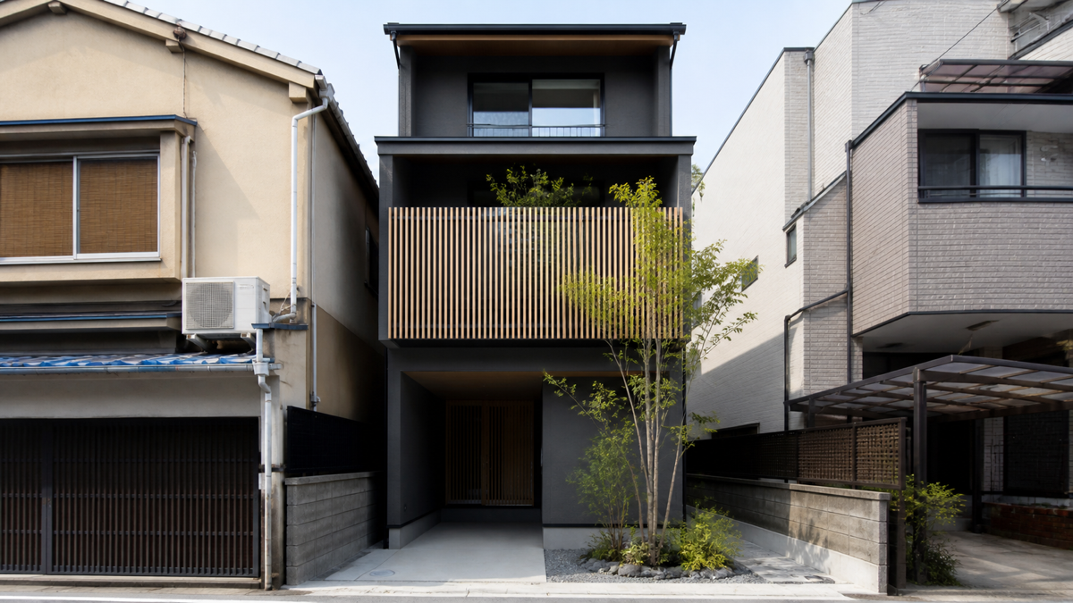京都の狭小地に建つ住宅のイメージ
