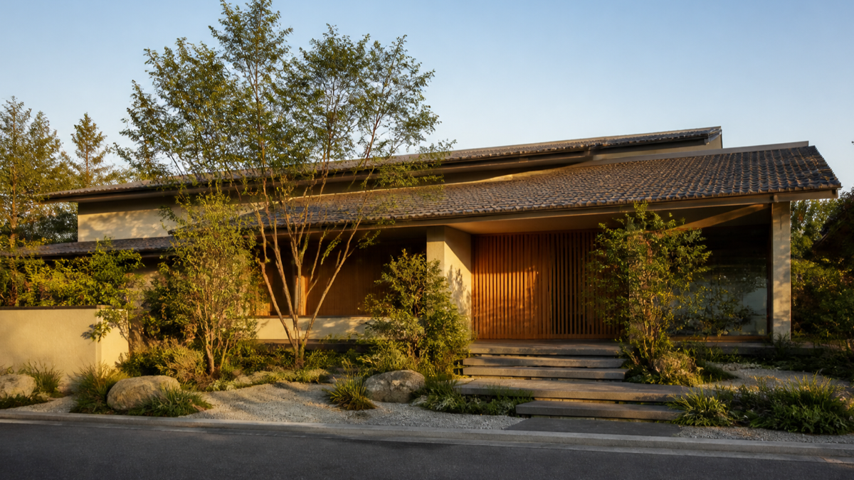 上質な住宅を見比べる家族