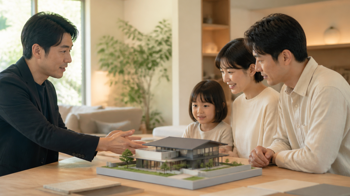 高級住宅の見積もりを家族で比較する場面