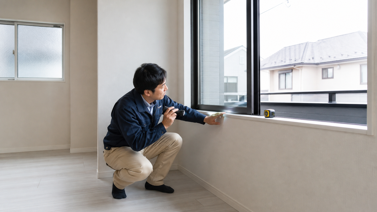住宅の窓まわりを検査するイメージ