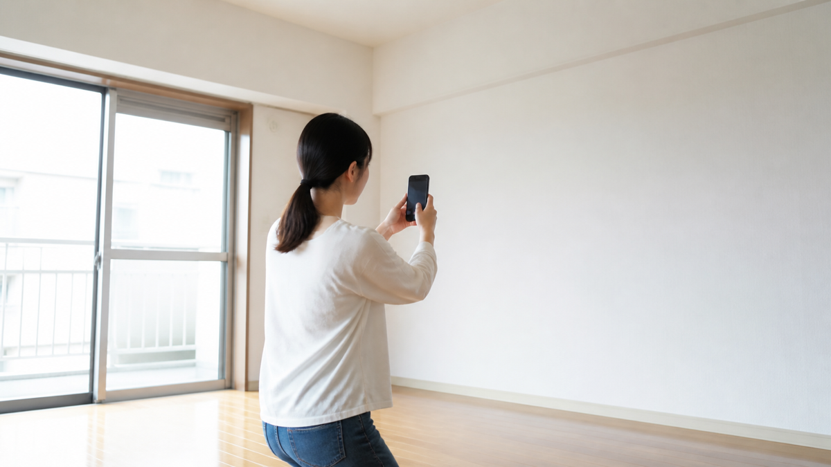 賃貸住宅の退去前に室内を撮影するイメージ