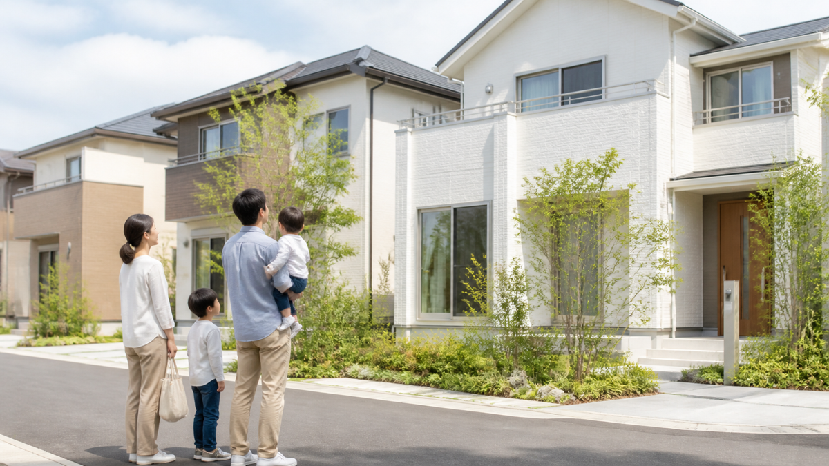 千葉の分譲住宅を見学する家族のイメージ