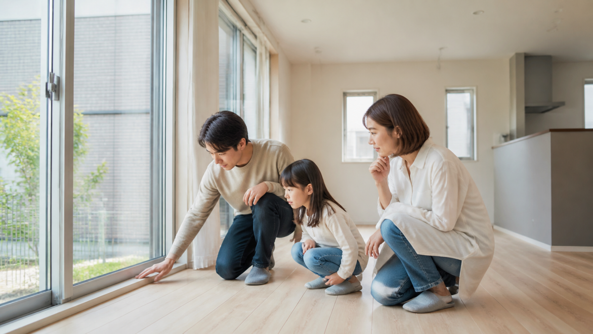 建売住宅の仕上がりを確認する家族のイメージ