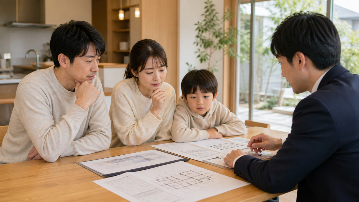 東宝ホームの見積もりと保証を確認する家族