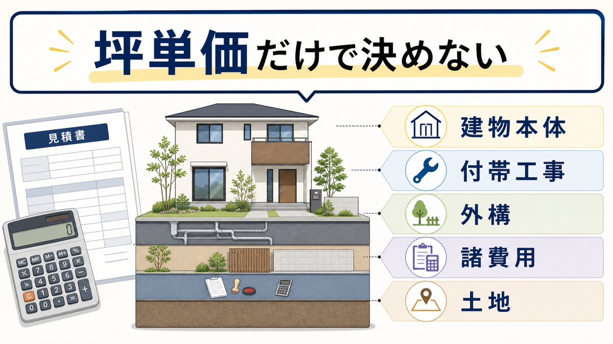 坪単価と建築総額の内訳を表した図
