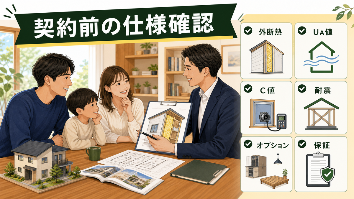外断熱住宅の性能とオプションを契約前に確認する家族