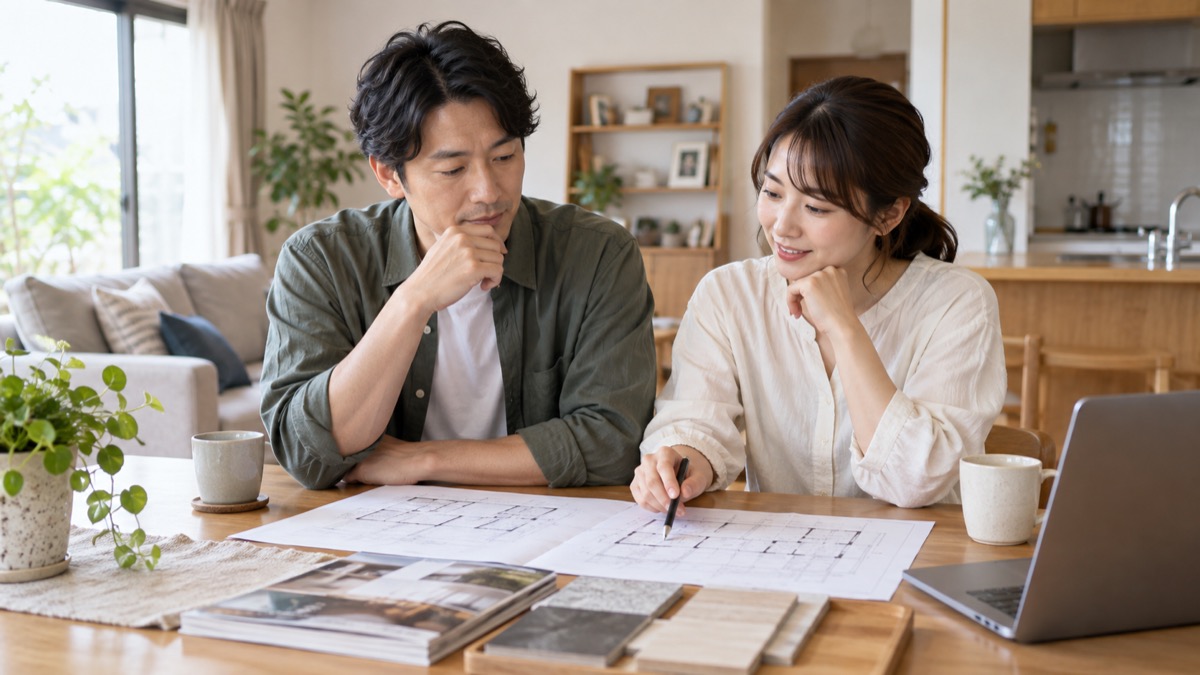 リフォームの計画を家族で話し合うイメージ