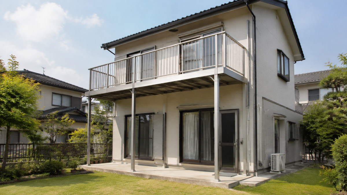 2階に柱付きバルコニーを後付けした住宅のイメージ