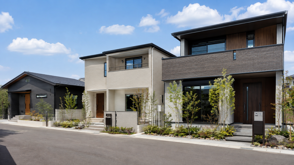 価格帯の違う三棟の戸建て住宅イメージ