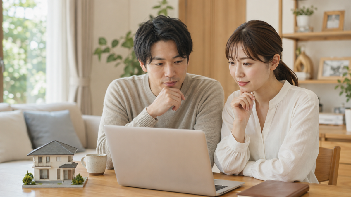 住宅会社の口コミを確認する夫婦のイメージ