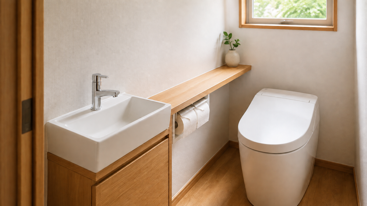 トイレ内に設置した小さな手洗い器のイメージ