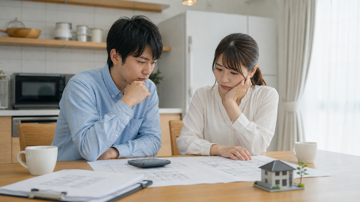 住宅の見積書を確認する夫婦のイメージ