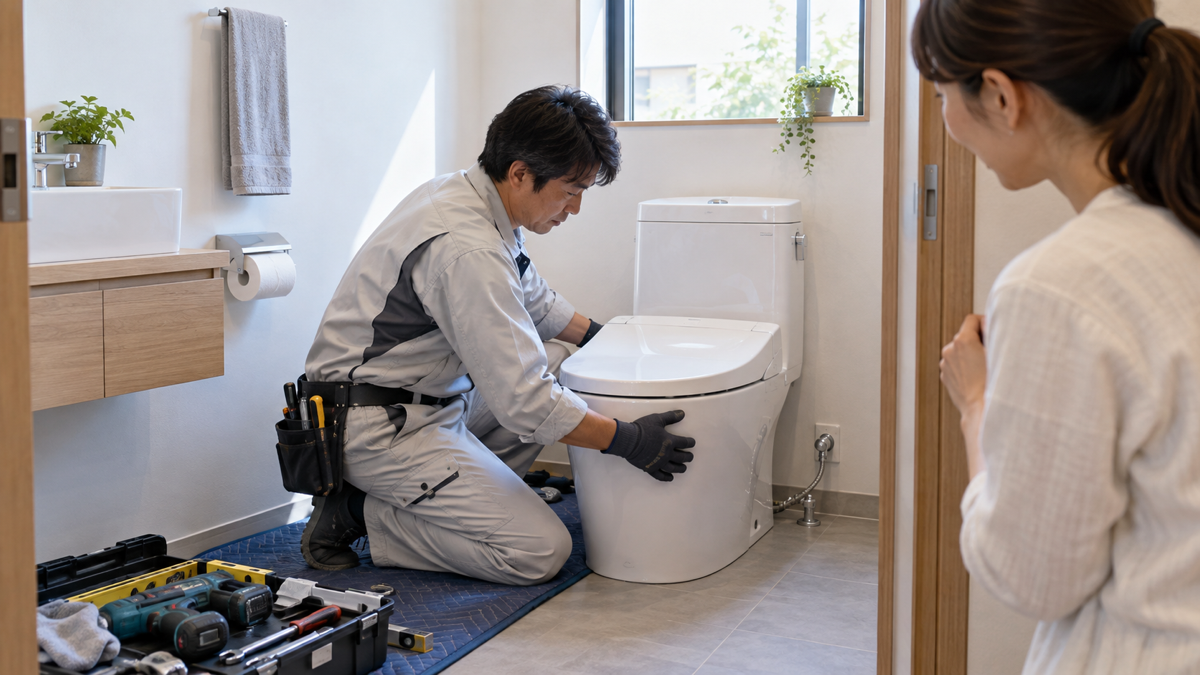 住宅設備を交換するリフォーム職人