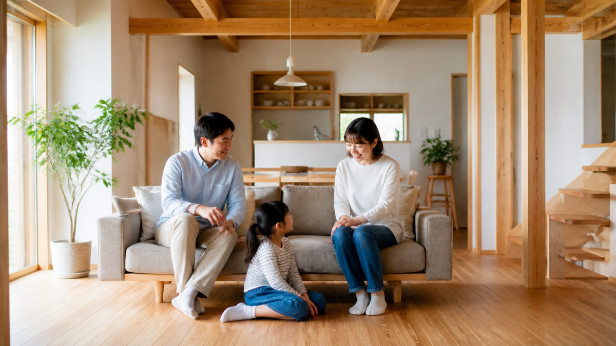 木の柱と梁が見える温かな住宅内装