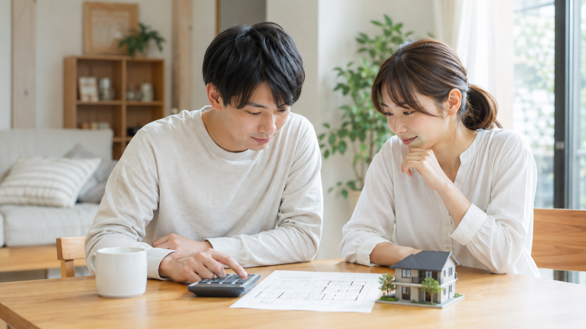 ローコスト住宅の予算を相談する夫婦のイメージ