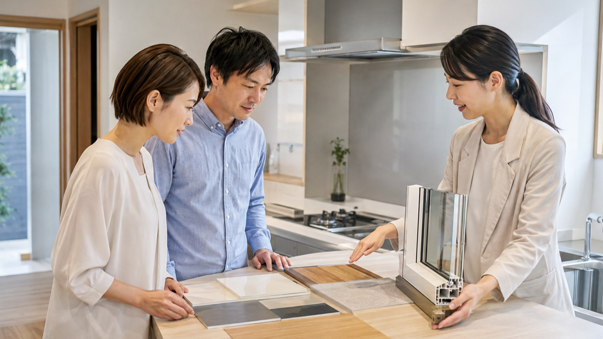 住宅設備と見積書を確認するイメージ