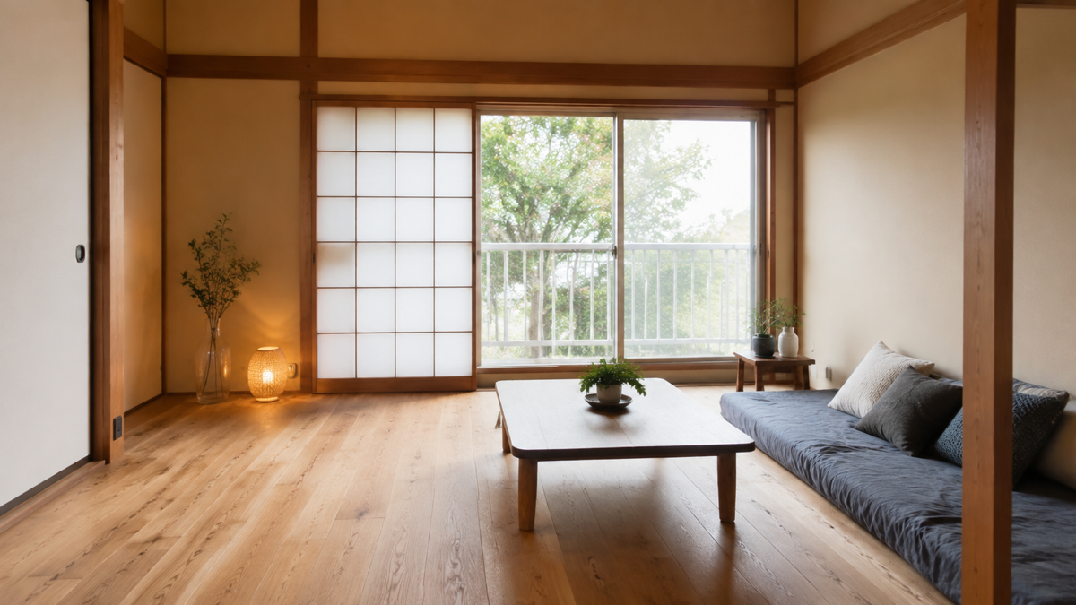 畳から木の床へ改装した6畳の部屋のイメージ