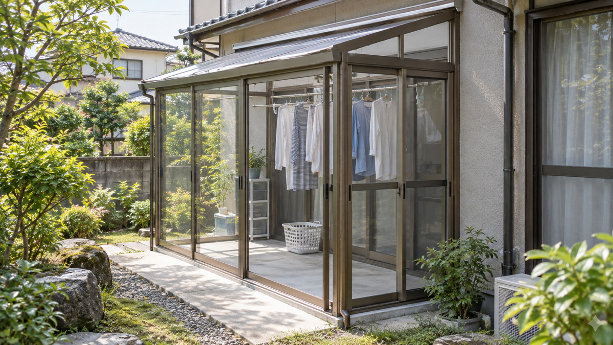 庭に面した戸建てへ後付けしたテラス囲いのイメージ