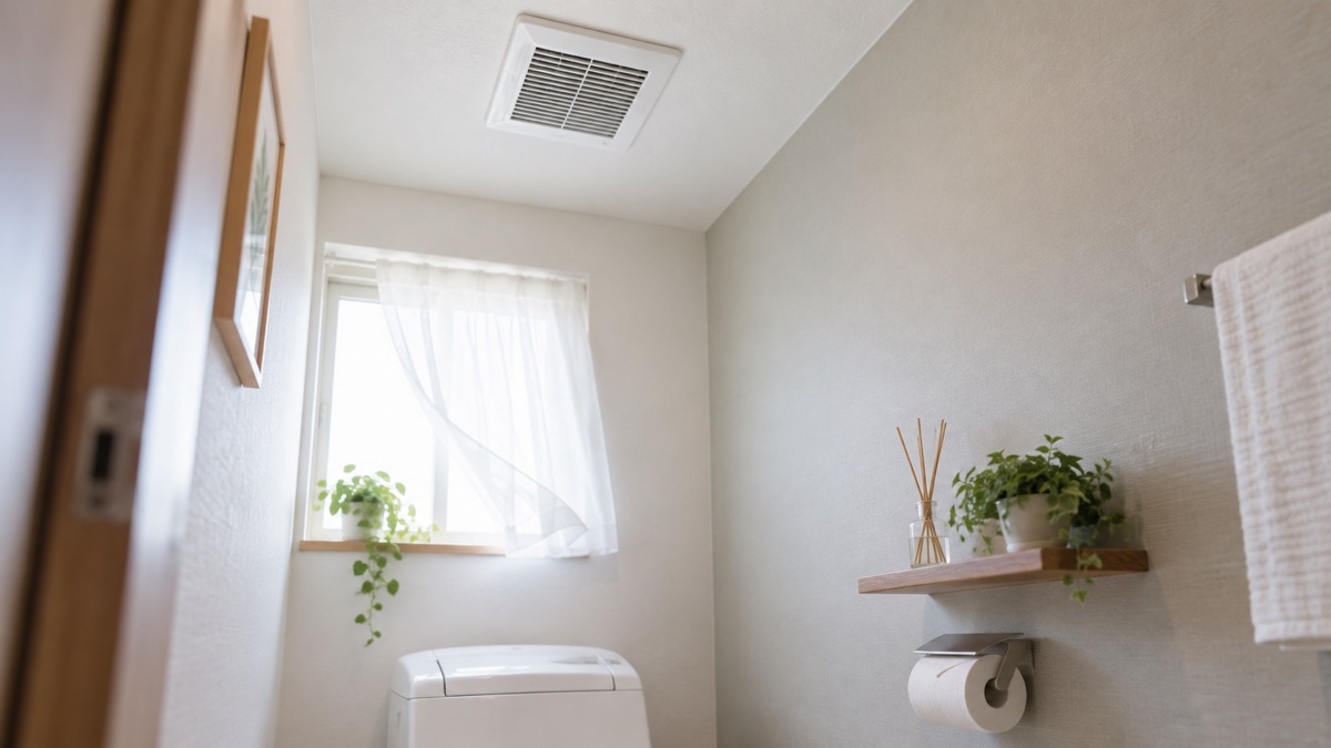 新しく整えたトイレの換気扇と天井