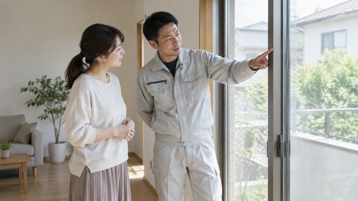 窓の交換方法について担当者と相談する住まい手