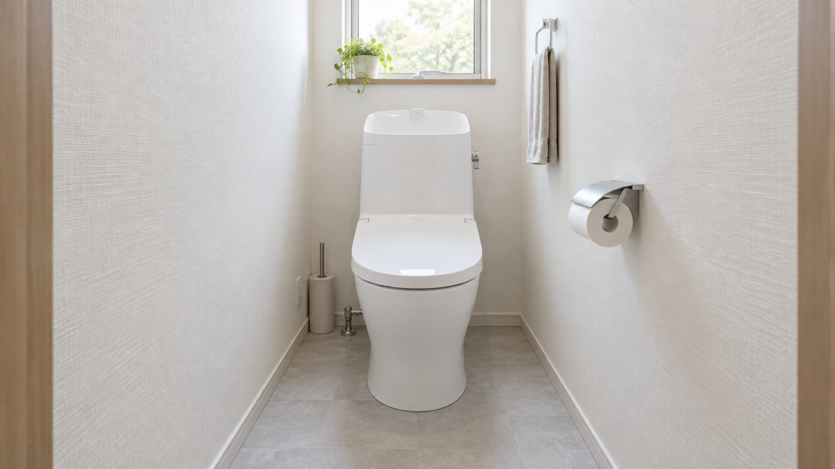 壁紙と床を一新したトイレの内装イメージ
