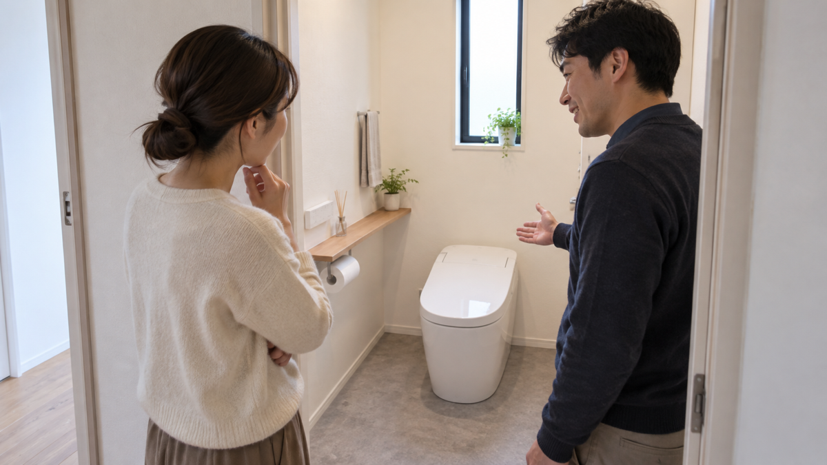 完成後のトイレ内装について相談するイメージ